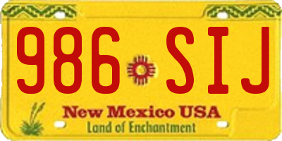 NM license plate 986SIJ