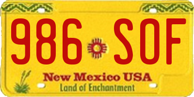 NM license plate 986SOF