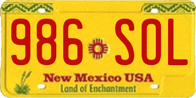 NM license plate 986SOL