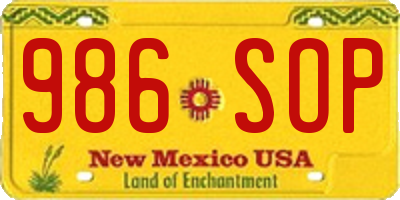 NM license plate 986SOP