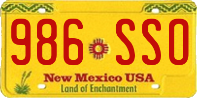 NM license plate 986SSO