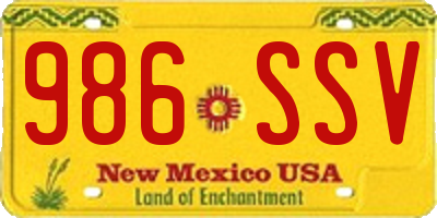 NM license plate 986SSV