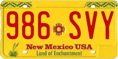 NM license plate 986SVY