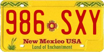 NM license plate 986SXY