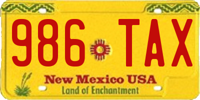 NM license plate 986TAX