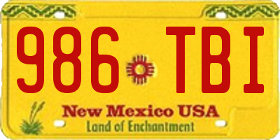 NM license plate 986TBI