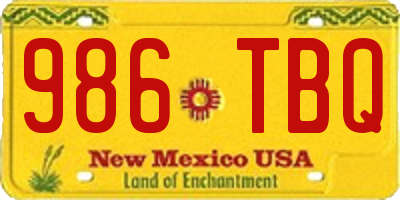 NM license plate 986TBQ