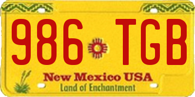 NM license plate 986TGB