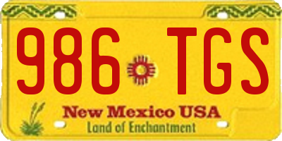 NM license plate 986TGS