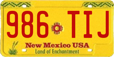 NM license plate 986TIJ