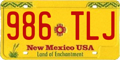 NM license plate 986TLJ