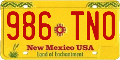 NM license plate 986TNO