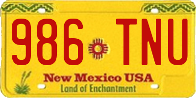 NM license plate 986TNU