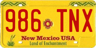 NM license plate 986TNX