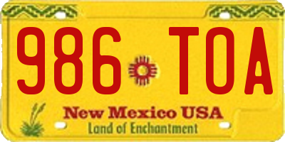 NM license plate 986TOA