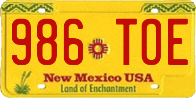 NM license plate 986TOE
