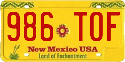 NM license plate 986TOF