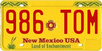 NM license plate 986TOM