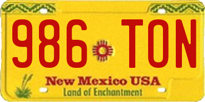 NM license plate 986TON