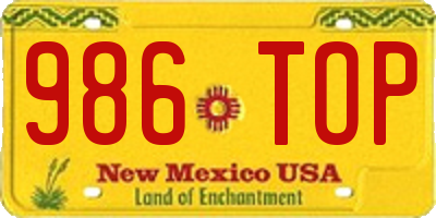 NM license plate 986TOP
