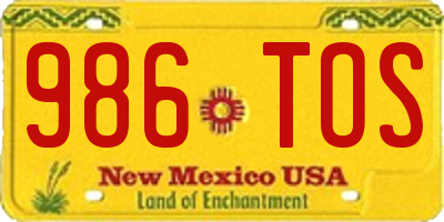 NM license plate 986TOS