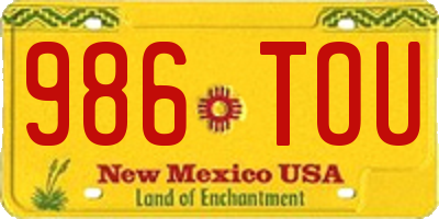 NM license plate 986TOU