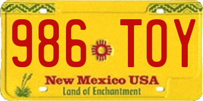 NM license plate 986TOY