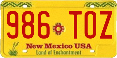 NM license plate 986TOZ
