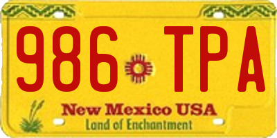 NM license plate 986TPA