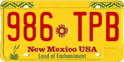 NM license plate 986TPB