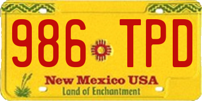 NM license plate 986TPD