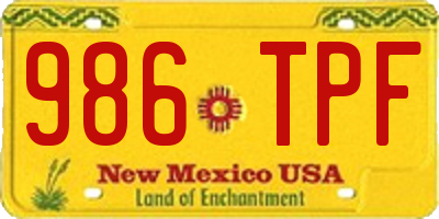 NM license plate 986TPF