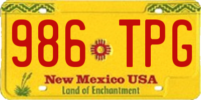 NM license plate 986TPG