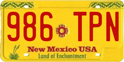 NM license plate 986TPN