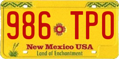 NM license plate 986TPO