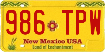 NM license plate 986TPW