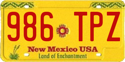 NM license plate 986TPZ