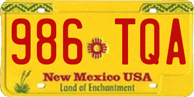 NM license plate 986TQA