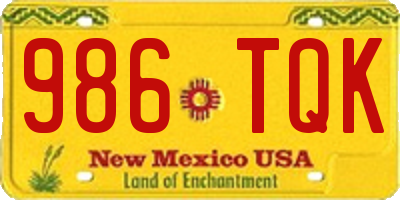 NM license plate 986TQK