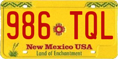 NM license plate 986TQL