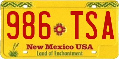 NM license plate 986TSA