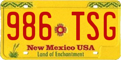NM license plate 986TSG