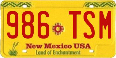 NM license plate 986TSM