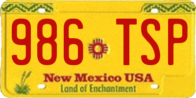 NM license plate 986TSP