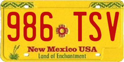 NM license plate 986TSV