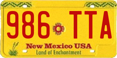 NM license plate 986TTA