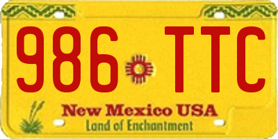 NM license plate 986TTC