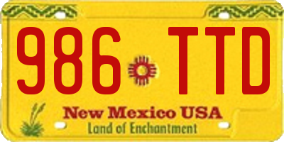 NM license plate 986TTD