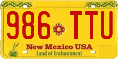 NM license plate 986TTU