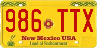 NM license plate 986TTX